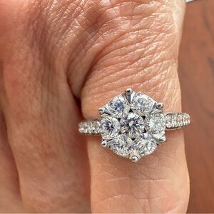 Diamond Cluster Halo Engagement/Cocktail  Ring